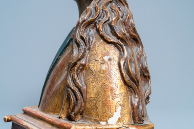 A polychrome wooden bust of the Virgin Mary, Germany, 15/16th C.