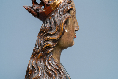 A polychrome wooden bust of the Virgin Mary, Germany, 15/16th C.