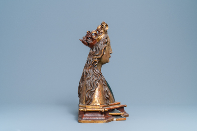A polychrome wooden bust of the Virgin Mary, Germany, 15/16th C.