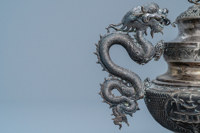 A Chinese silver censer and cover, 19/20th C.