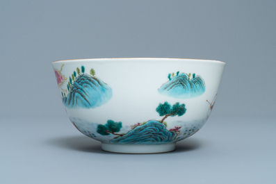 A fine Chinese famille rose bowl, Qianlong mark, 20th C.