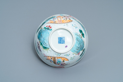 A fine Chinese famille rose bowl, Qianlong mark, 20th C.