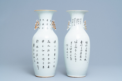 Deux vases en porcelaine de Chine famille rose, 19/20&egrave;me