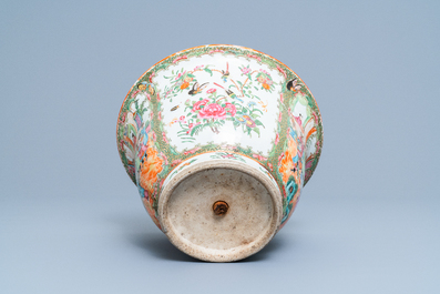 A Chinese Canton famille rose jardini&egrave;re and a pair of turquoise-ground jars, 19th C.