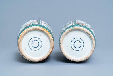 A pair of Chinese famille verte vases, 19th C.