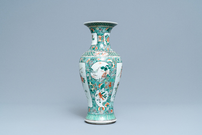 A Chinese famille verte vase, 19th C.