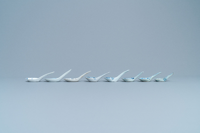 Quinze cuill&egrave;res en porcelaine de Chine en bleu et blanc, 19/20&egrave;me