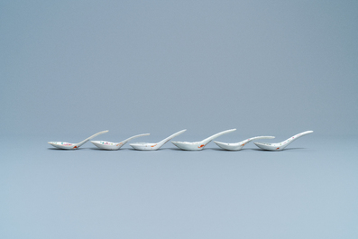 Twelve Chinese famille rose spoons for the Straits or Peranakan market, 19/20th C.