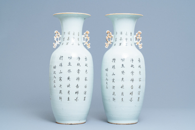 A pair of Chinese doucai 'antiquities' vases, 19/20th C.