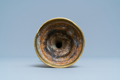 A Flemish bronze candlestick, 15/16th C.