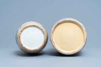 Two Chinese famille rose vases, 19th C.