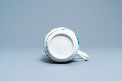 A Chinese famille rose mug with a semi-undressed lady, Qianlong