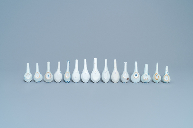 Quinze cuill&egrave;res en porcelaine de Chine en bleu et blanc, 19/20&egrave;me