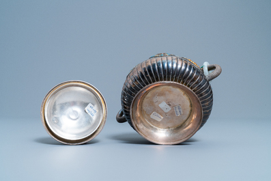 A Chinese enamelled silver censer, Cultural Revolution, 20th C.