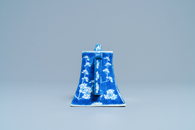 A Chinese blue and white teapot after a Yixing model, 19th C.