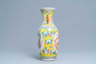 A Chinese famille rose 'dragon and phoenix' vase, 19th C.
