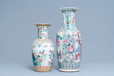 Two Chinese famille rose vases, 19th C.