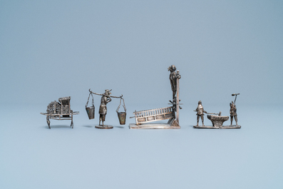 Une collection de miniatures en argent, Chine, 19&egrave;me