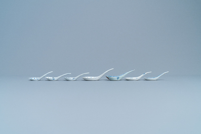 Ten Chinese blue and white spoons for the Straits or Peranakan market, 19/20th C.