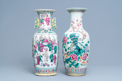 Two Chinese famille rose vases, 19th C.