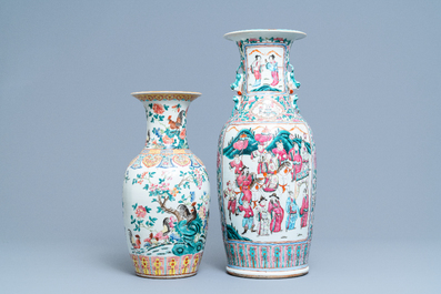 Two Chinese famille rose vases, 19th C.