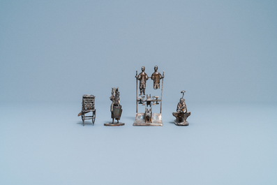 Une collection de miniatures en argent, Chine, 19&egrave;me