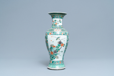 A Chinese famille verte vase, 19th C.