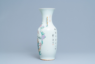 A Chinese famille rose 'Zhang Guolao' vase, 19/20th C.