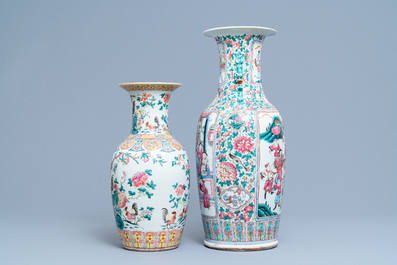 Two Chinese famille rose vases, 19th C.