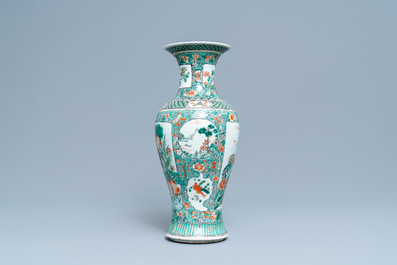A Chinese famille verte vase, 19th C.