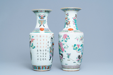 Two Chinese famille rose vases, 19th C.