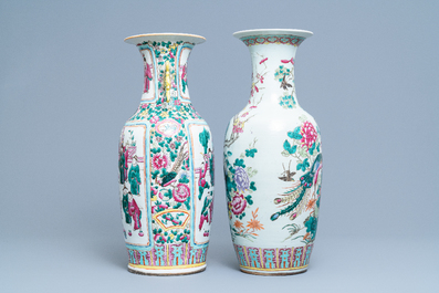 Two Chinese famille rose vases, 19th C.