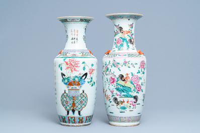 Two Chinese famille rose vases, 19th C.