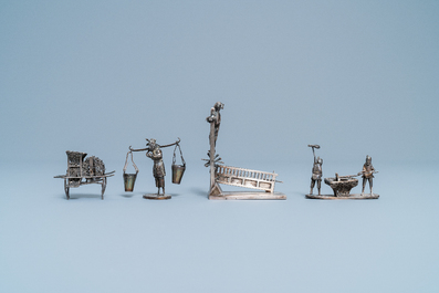 Une collection de miniatures en argent, Chine, 19&egrave;me