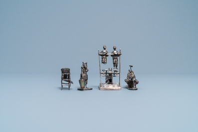 Une collection de miniatures en argent, Chine, 19&egrave;me