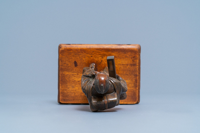 A Japanese bronze Miyao-style okimono, Meiji, 19th C.