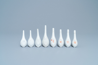Eight Chinese Canton famille rose and polychrome spoons, 19/20th C.