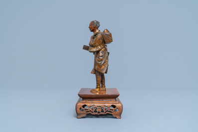 A Japanese bronze Miyao-style okimono, Meiji, 19th C.