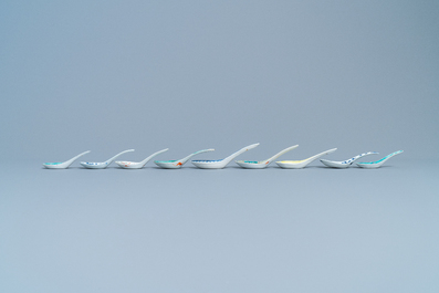 Nine various Chinese spoons for the Straits or Peranakan market, 19/20th C.