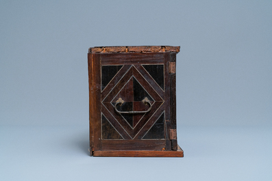 A Dutch wood marquetry and bone inlay table cabinet, 17th C.