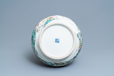 A Chinese famille rose '100 deer' vase, Qianlong mark, 20th C.