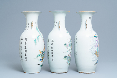 Drie Chinese famille rose vazen, 19/20e eeuw