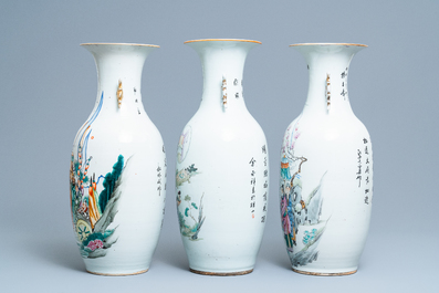 Drie Chinese famille rose vazen, 19/20e eeuw