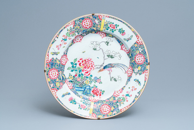 A pair of massive Chinese famille rose chargers, Yongzheng