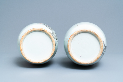 Une paire de vases en porcelaine de Chine famille rose, 19/20&egrave;me