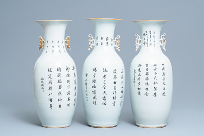 Drie Chinese famille rose vazen, 19/20e eeuw