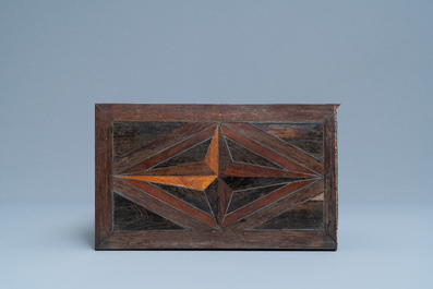 A Dutch wood marquetry and bone inlay table cabinet, 17th C.