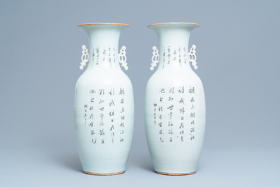 A pair of Chinese famille rose vases, 19/20th C.