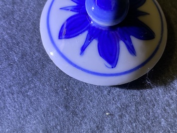 A pair of Chinese blue and white vases and covers, Kangxi