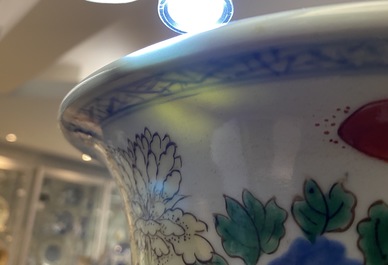 A Chinese wucai 'gu' vase with a phoenix, Shunzhi